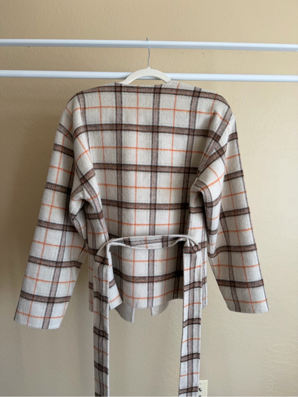 Michael Stars Wool Plaid Wrap Coat in Autumn Colors - Picture 12 of 13